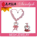 Beautiful Lady Jewellery Handmade Crystal Bead Heart Pendant Mesh Necklace Mesh Jewellery